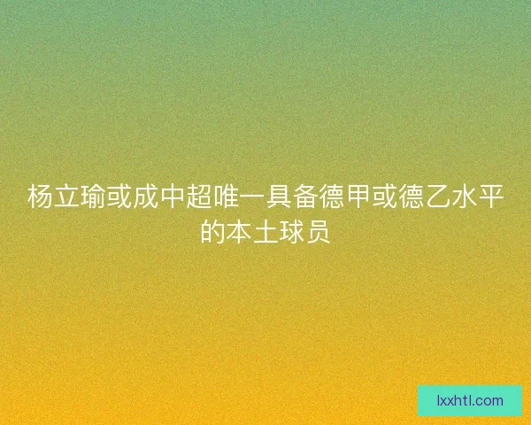 杨立瑜或成中超唯一具备德甲或德乙水平的本土球员