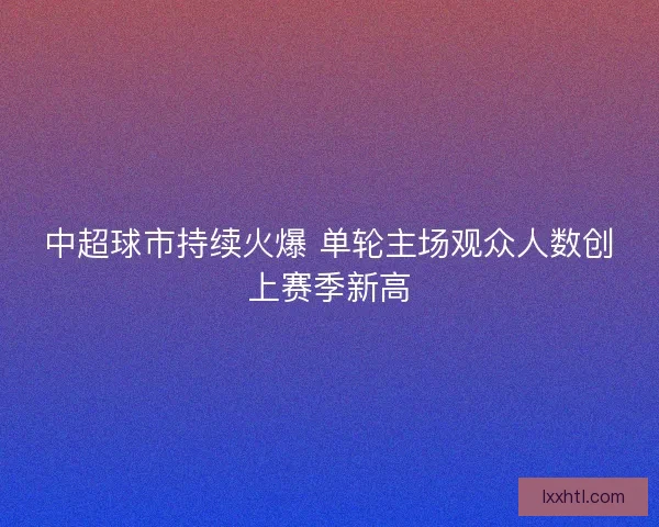 中超球市持续火爆 单轮主场观众人数创上赛季新高
